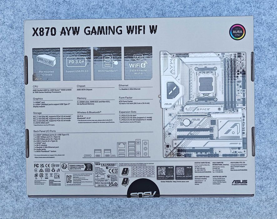 Материнская плата ASUS X870 AYW GAMING WIFI W AM5 DDR5 ATX