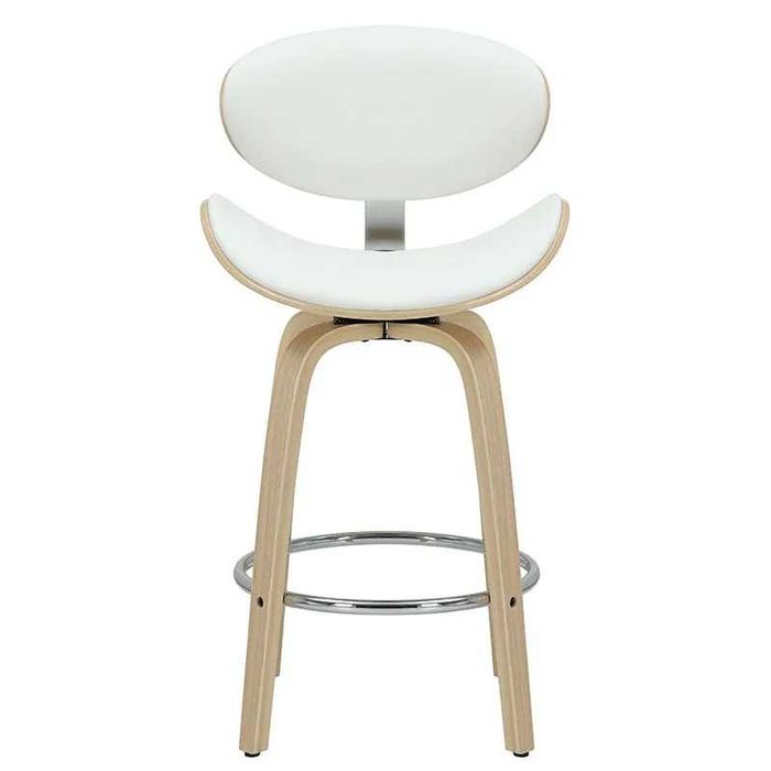 Модерен Бар стол Серен,  Цвят бял-натурал, Последни броики Промо цена!