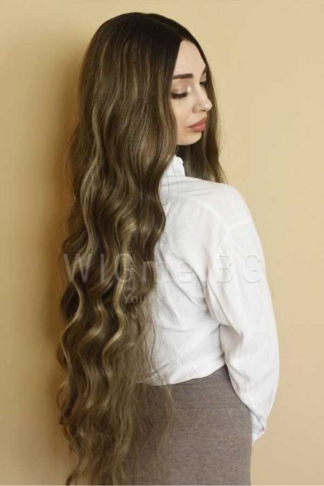 Дълга тъмноруса лейс фронт перука Грета