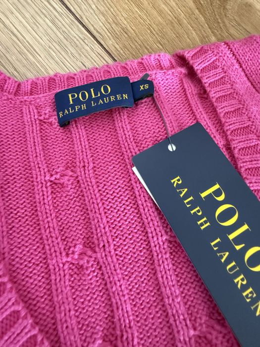 ново Polo Ralph Lauren розов пуловер cable knit 100% памук