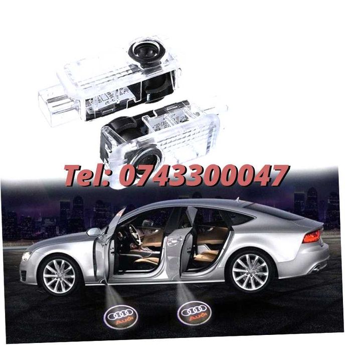 Set 2 Proiectoare Portiere Led Logo Emblema Audi Si S Line Dedicate