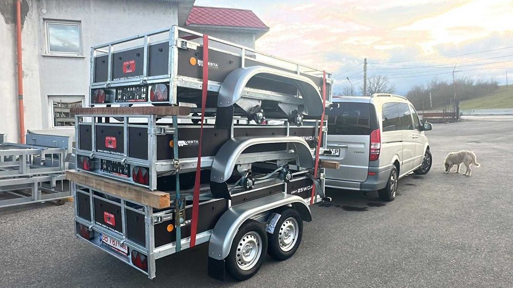 Remorca VESTA TRAILERS in Cluj Napoca, Dublu Ax 750 kg, Dim.232(250)*135*40 Cm. Gratuit: roata susitinere, Civ RAR si Numar Provizoriu