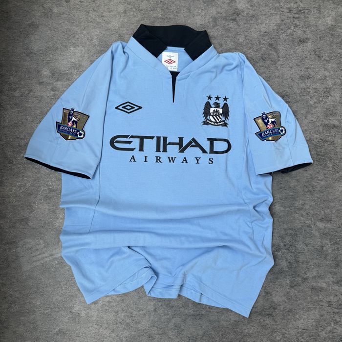 Tricou fotbal Manchester City 2011/12 Balotelli #45 Umbro Home Jersey marimea  M Premier League