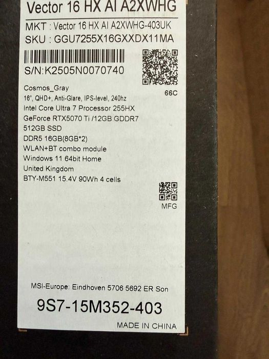 MSI Vector 16 HX AI A2XWHG