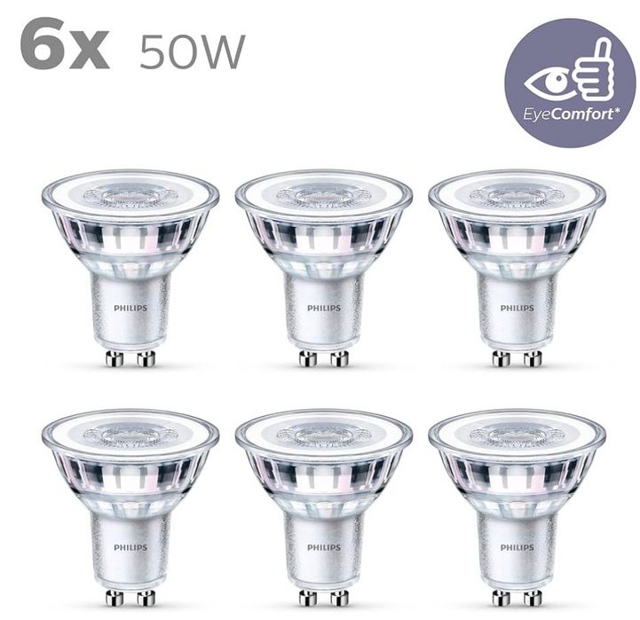 6 Becuri Philips LEDclassic, înlocuiește 50 W GU10