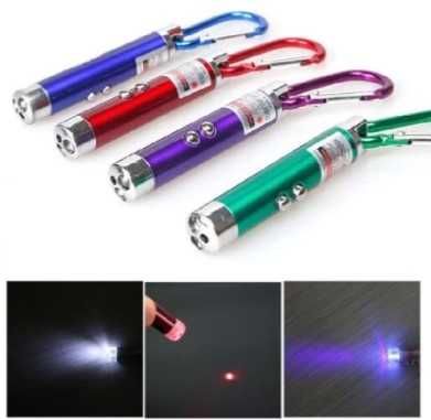 Ключодържател 4в1 с UV фенер за проверка на пари евро, лазер и фенер