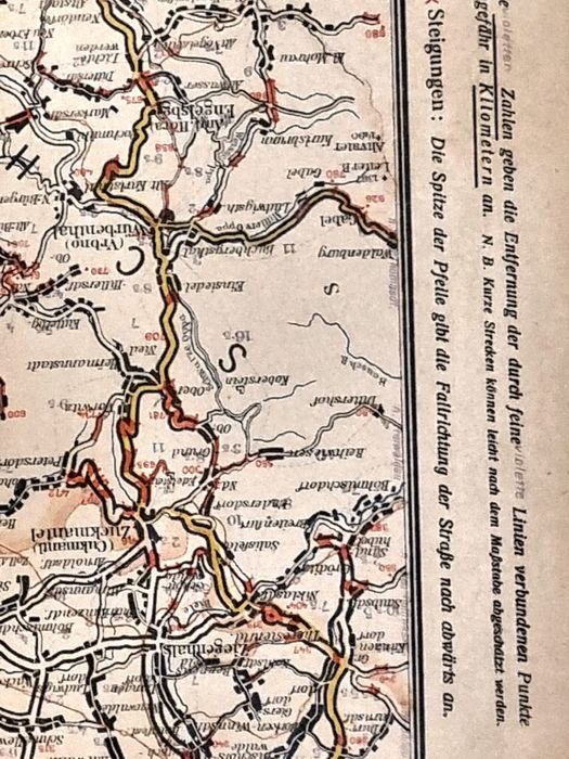 Hartă originală interbelică pe pânză Freytag & Berndt cca 1930 Germania / Europa Centrală.