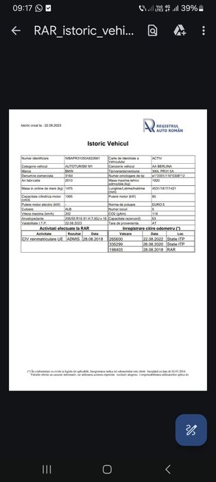 BMW seria3 euro 5 2l diesel