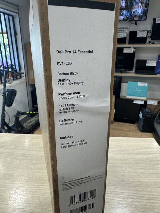Laptop Dell Pro 14 Essential, Intel Core 5 120U, 16GB, SSD 512GB, Silver, 14" PV14250 NOU!