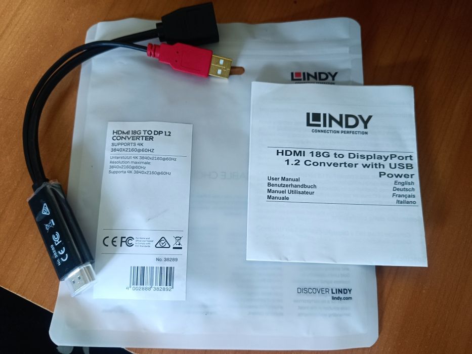 Adaptor HDMI la DisplayPort Lindy Premium suport 4K