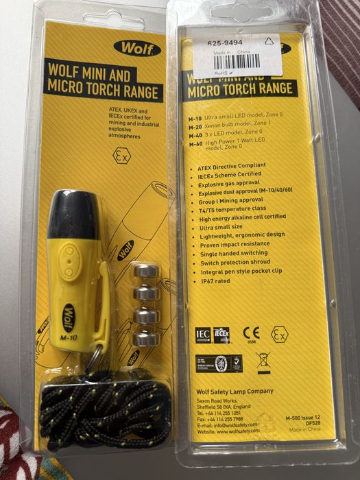 Wolf Safety ATEX, IECEx LED Pocket Torch Yellow 30 cd, 68 mm