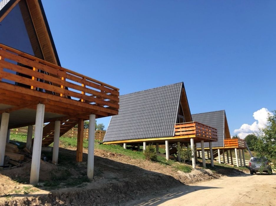 vand Cabana tip A frame, casa, din lemn uscat și tratat