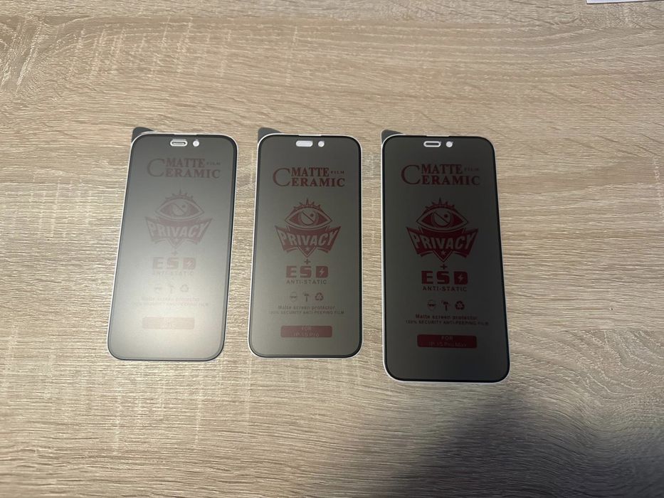 Folie sticla Privacy Matte iPhone 15, 15 Pro, 15 Pro Max subtire