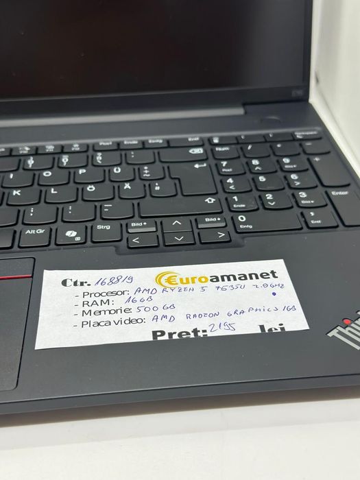 Laptop Lenovo ThinkPad, AMD Ryzen 5 7535, 16GB, 512GB SSD -A-