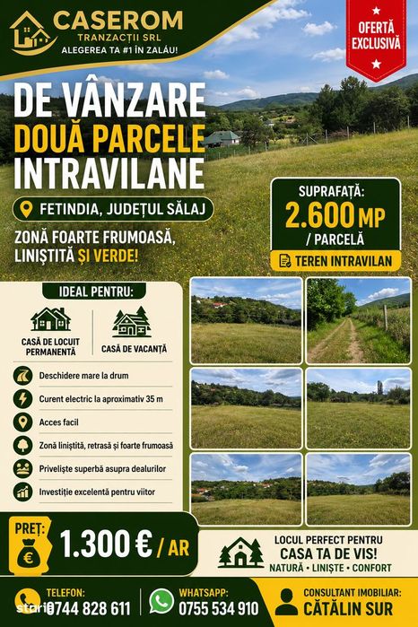 De vănzare teren intravilan Fetindia Salaj pret  1300e arul