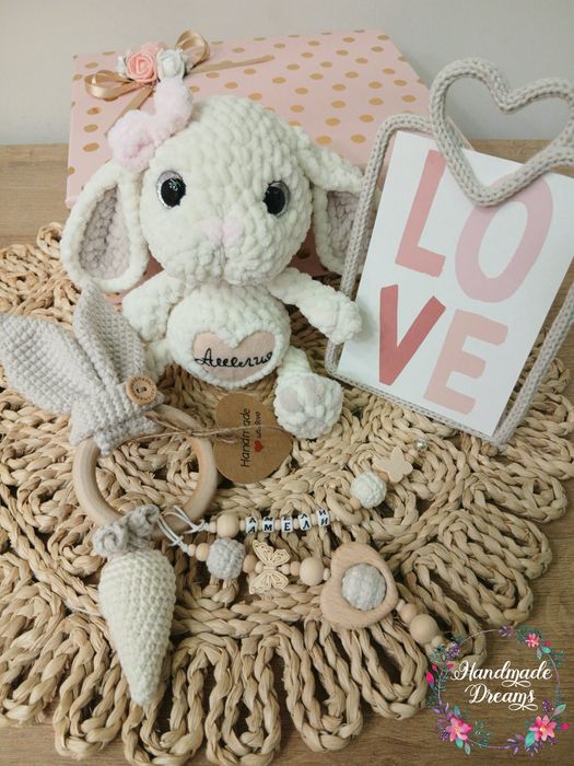 Подарък за бебе, плетени играчки, клипс