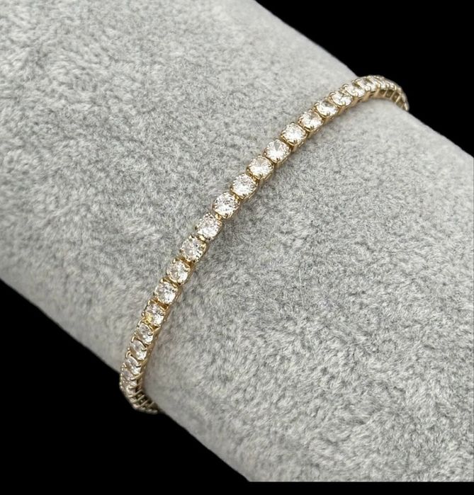 Bratara tenis placata cu aur 18k, 3mm, 17 cm + prelungire 1,5 cm