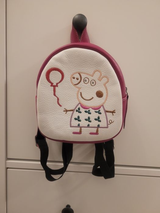 Rucsac Macco din piele naturala cu broderie Peppa Pig