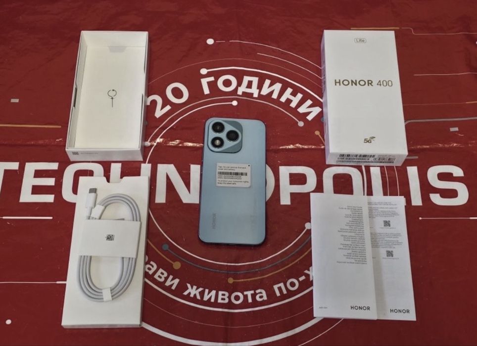 КАТО НОВ 256GB Honor 400 lite 5G Технополис Гаранция 2028 Green Зелен