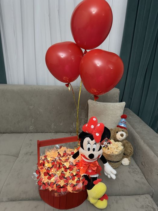 Kapalakli buket Minnie mouse bilan, ajoyib sovga, букет на 8 марта