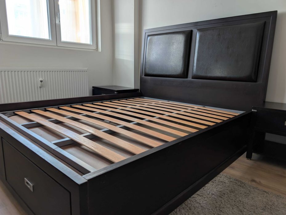 Set Mobila Dormitor Lemn Masiv – Pat Matrim + Comodă + 2 Noptiere