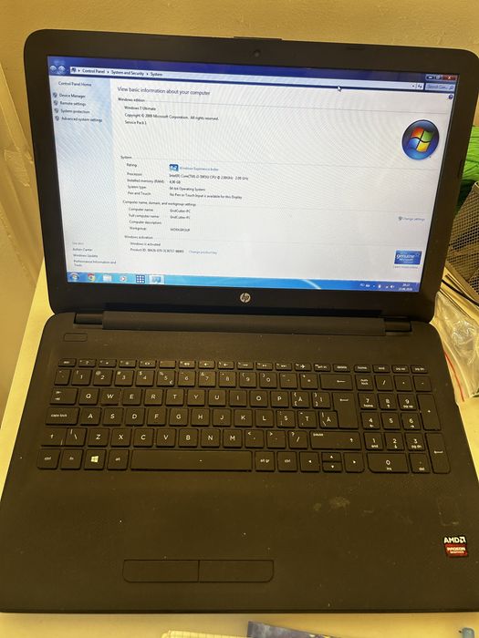 Laptop HP 15.6” – Intel i3-5005U, 4GB RAM, HDD, Windows 7 Pro/Ultimate