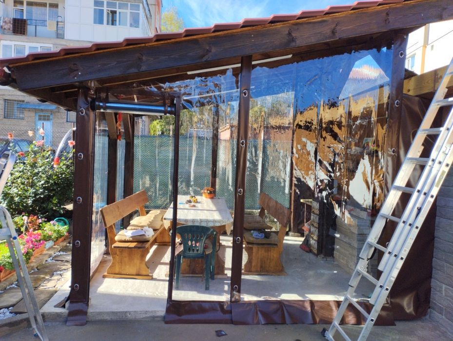 Ветроупорни завеси, найлонови, ветрозащитни, винил, кристал завеси