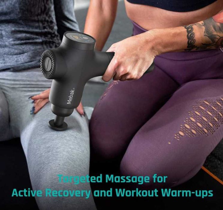 Масажен пистолет MEBAK 3, 2600 mAh батерия, 7 глави, LСD дисплей, калъф за съхранение, цвят: черен