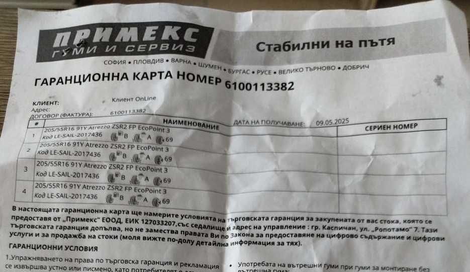 Гуми 205/55/R16 91Y - SAILUN ATREZZO ZSR2 EcoPoint 3 - Нови в Гаранция