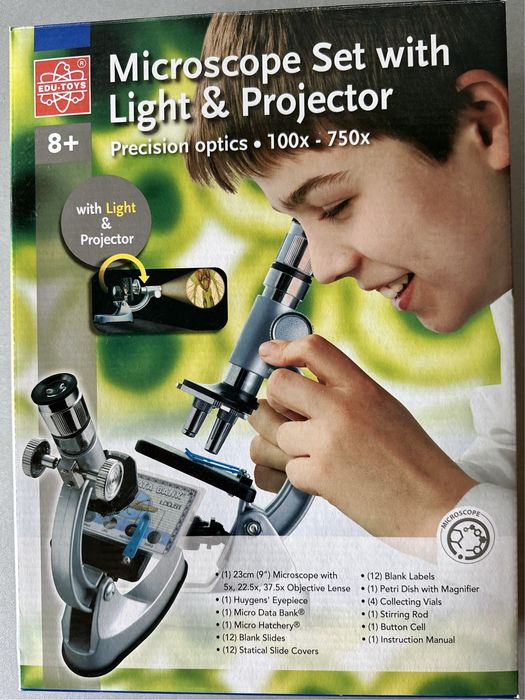 Микроскоп с прожектор 100х-750х
