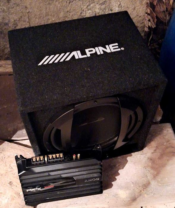 Субуфер Alpine SBE-1244BR + Усилвател SONY XM - N502 (с гаранция)