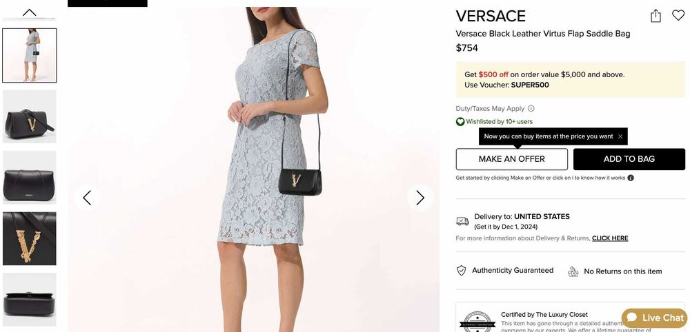 Versace Virtus Superba Geanta Umar Postas Piele Negru Original