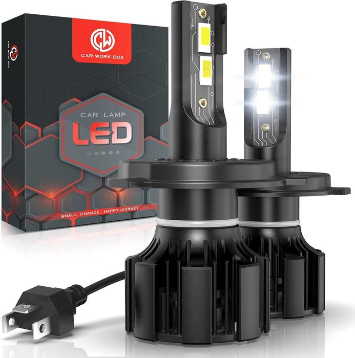 Кутия за работа с кола H4 LED 28000LM крушки за автомобилни фарове, 130W 12V, 6500K бяла