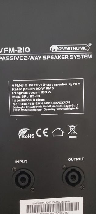 Vând două boxe pasive noi Omnitronic