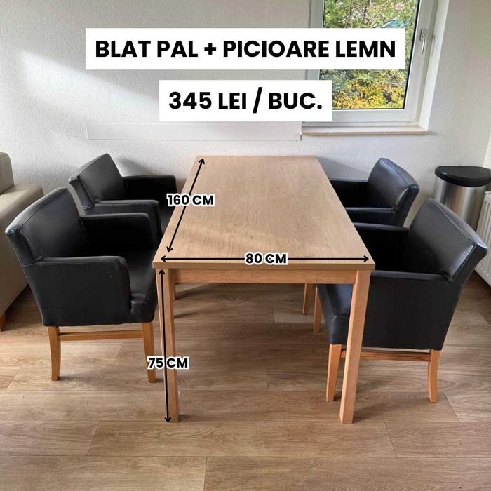 Mese dining din lemn, PAL, metal, diverse dimensiuni