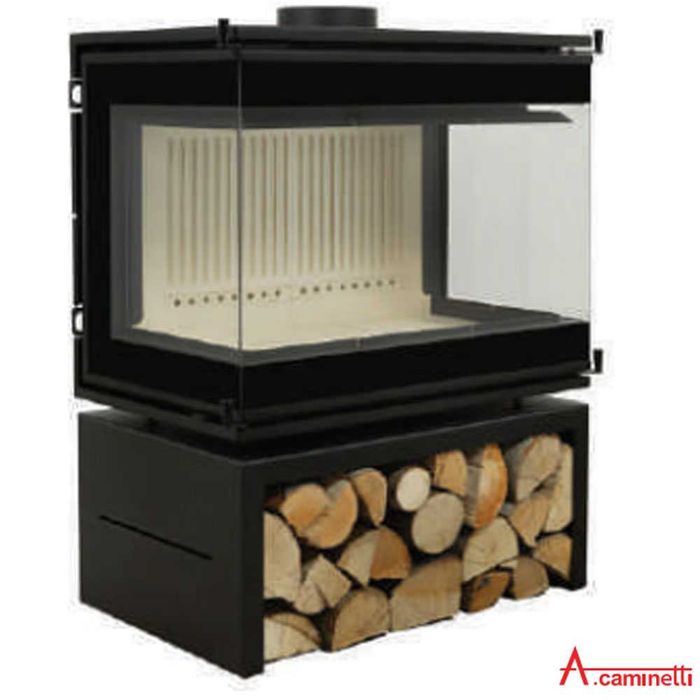 Semineu metalic pe lemne Scandinavian 75