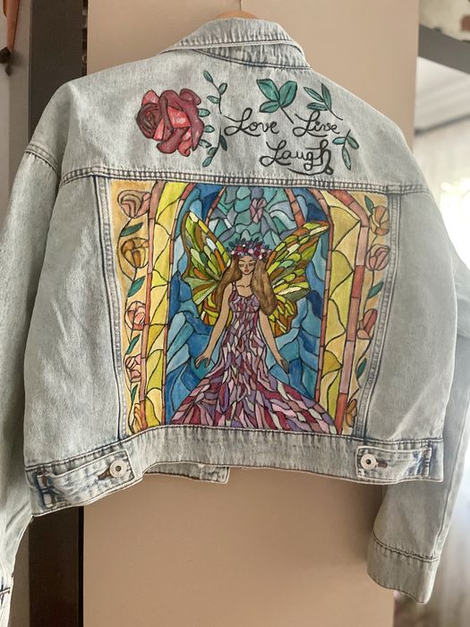 Geaca de blugi pictata manual