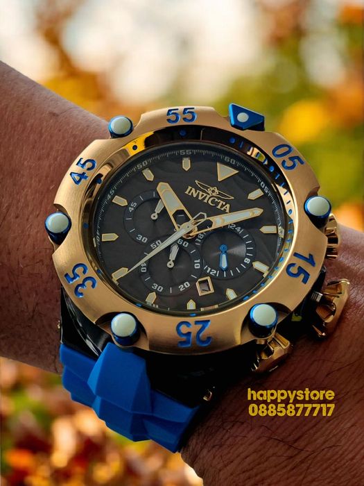 INVICTA Velmore Gold/Blue 54 mm, Инвикта нов ръчен часовник