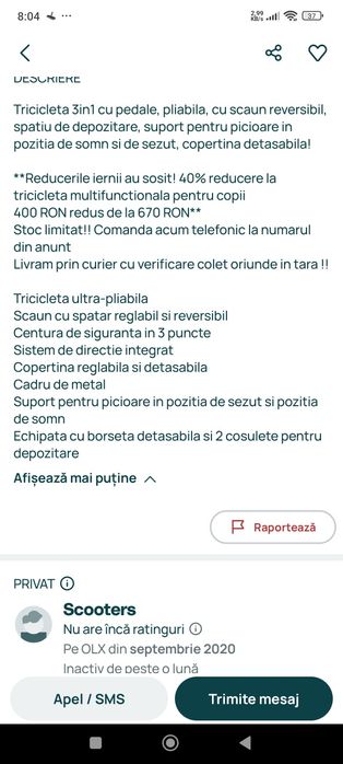 Vânt tricicletă copii ultra pliabilă