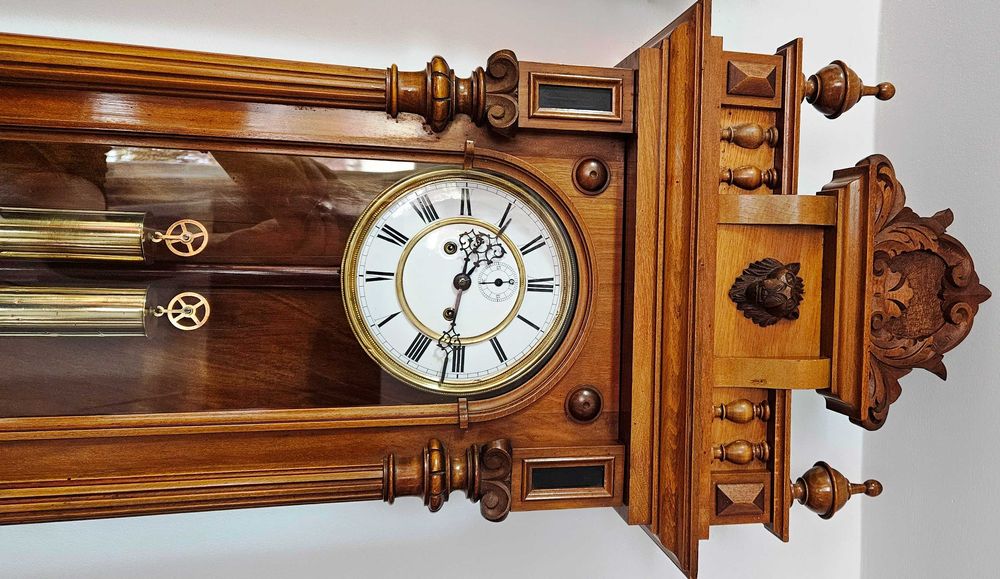 Ceas de perete cu pendul si 2 greutati Gustav Becker