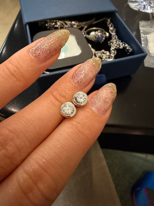 Пусеты, серьги с Цирконами серебро