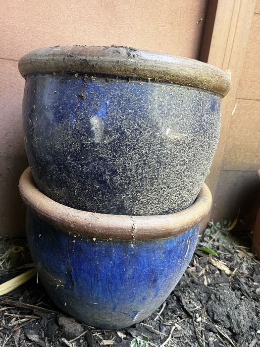 Vand 3 ghivece de ceramica  cobalt