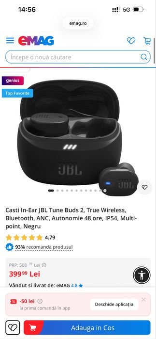 Casti In-Ear JBL Tune Buds 2, True Wireless, Bluetooth