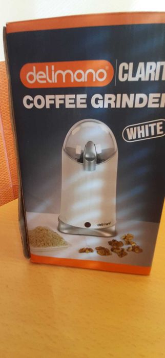 Râșniță electrică Delimano Clarity Coffee Grinder albă, nouă