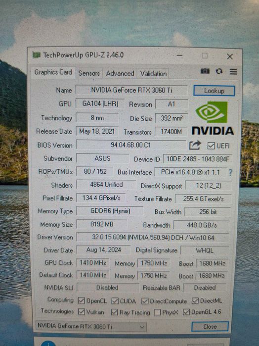 ASUS DUAL GeForce RTX 3060 Ti MINI OC Edition 8GB GDDR6 с кутия и всички аксесоари