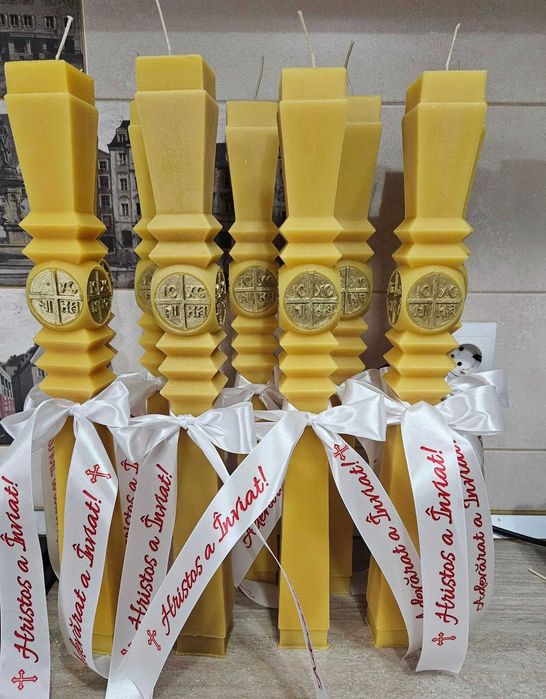 Set 10 buc Panglica text lumanari Paste ,,Hristos a Inviat...