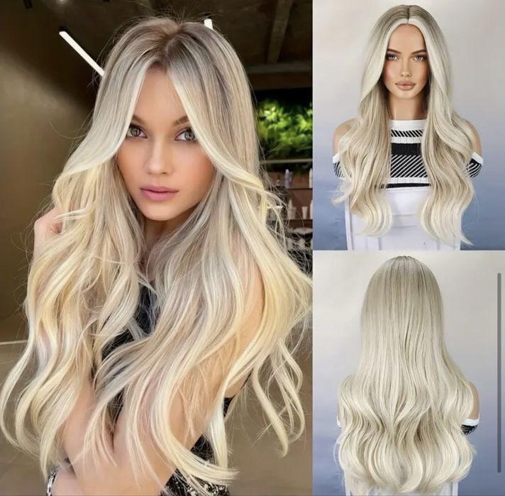 Луксозна руса перука с къдрици – 66 см обем и естествен блясък