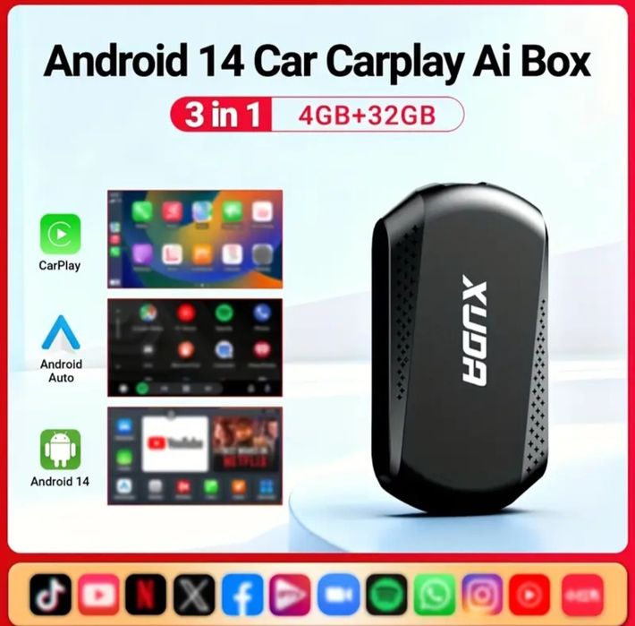 Adaptor Card Play/Android Auto/WiFi,4 Gb Ram,32 Gb,YouTube,Netflix,Voy