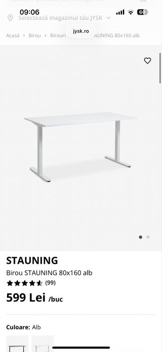 Vand bioru alb cu picioare metalice 80x160