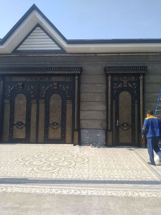 Дарвоза решётка навес Akva rom eshik буяш покраска ворота решетки наве